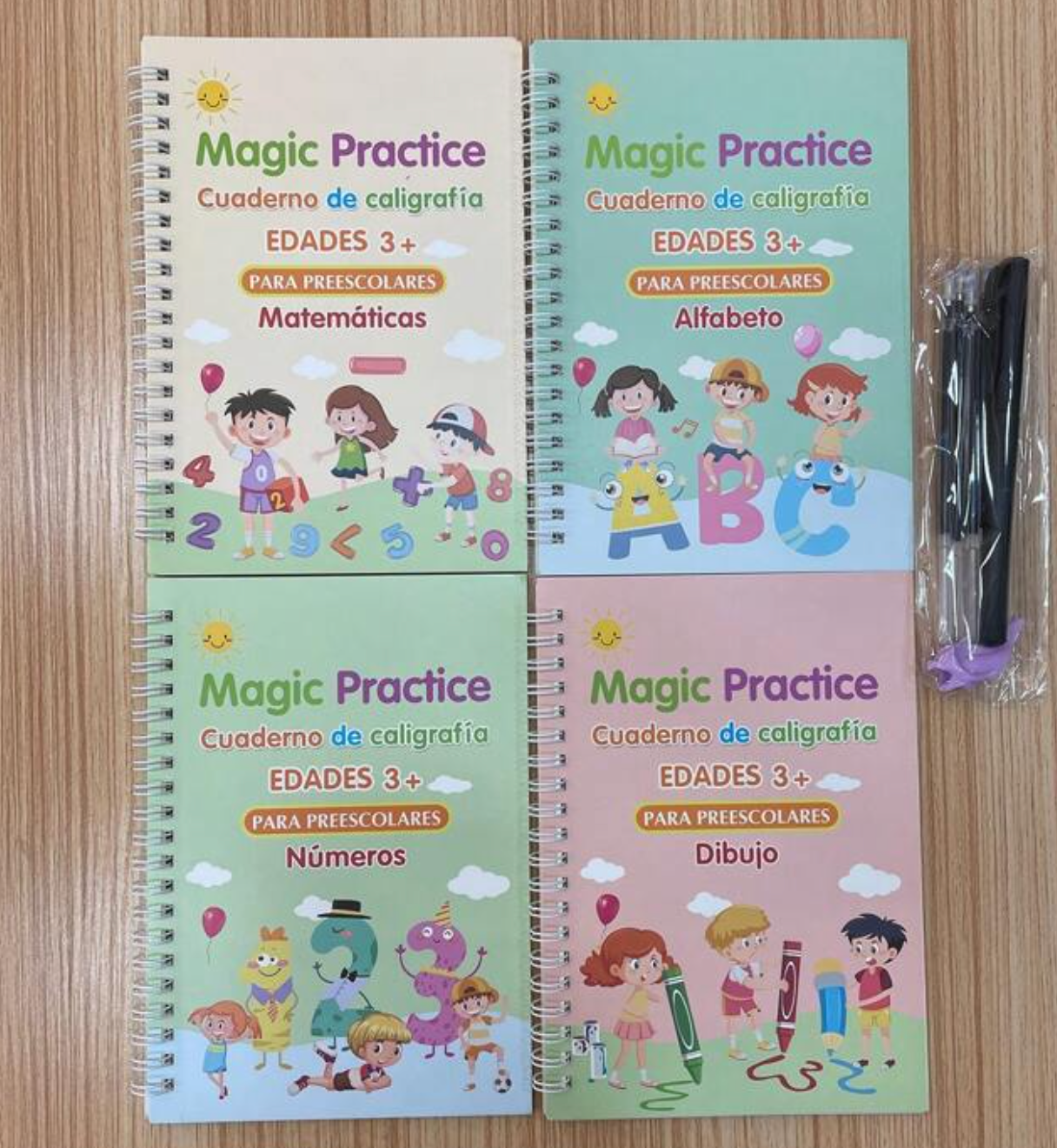Cuadernos de Práctica Mágica de Escritura para Niños, Cuadernos de Caligrafía Reutilizables en Español