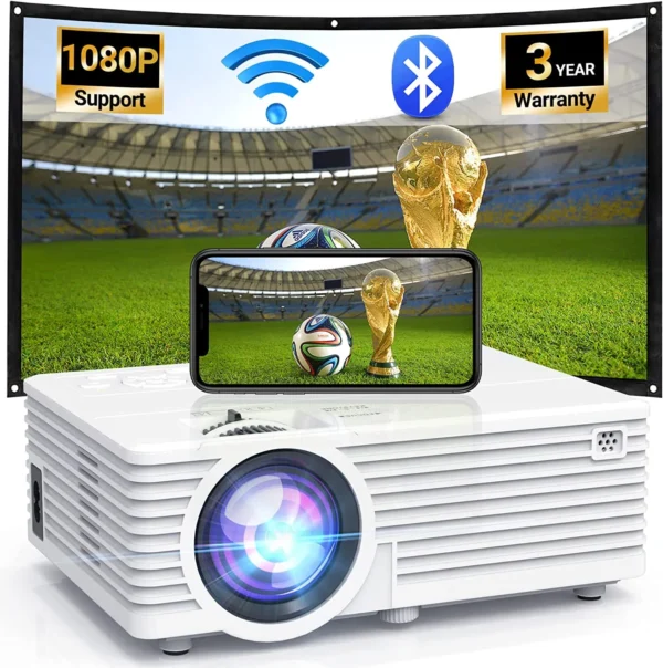 Proyector WiFi/Bluetooth 1080P de 5500 Lúmenes para Cine en Casa