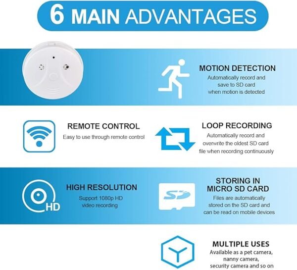 Cámara WIFI Oculta en Detector de Humo